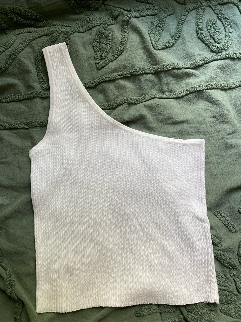 Princess Polly White One-Shoulder Ribbed Crop Top